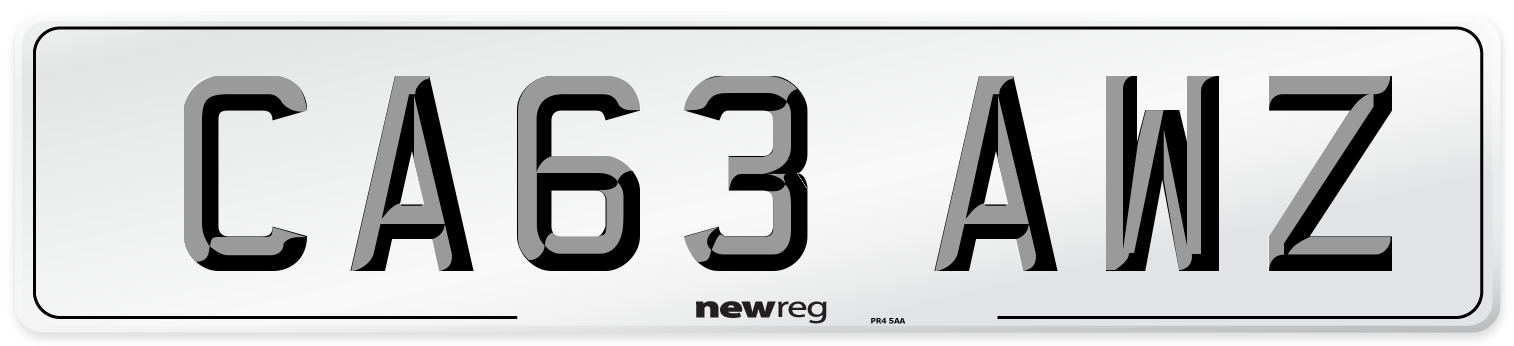 CA63 AWZ Number Plate from New Reg